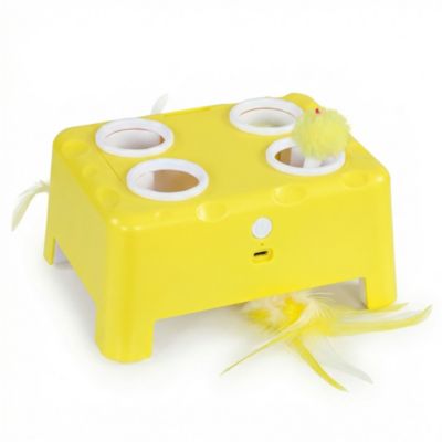 Pawhut Jouet interactif chat rechargeable 3 modes réglables Jaune - vue 2