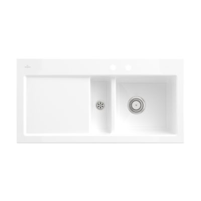 Evier VILLEROY & BOCH SUBWAY 1 bac et demi égouttoir gauche céramique - vue 2