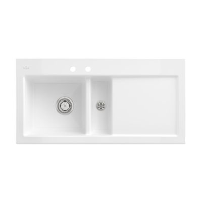 Evier VILLEROY & BOCH SUBWAY 1 bac et demi égouttoir droite céramique