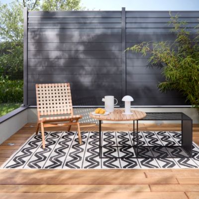 Table modulable de jardin bois d'acacia Ambrosia noir Arcane L.45 x l.46 x H.110 cm