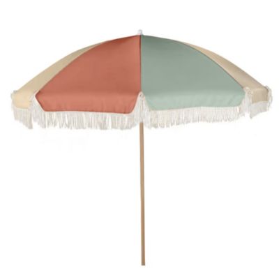 Parasol droit Gaya acier sable  terracotta et sauge Oviala H.200 cm