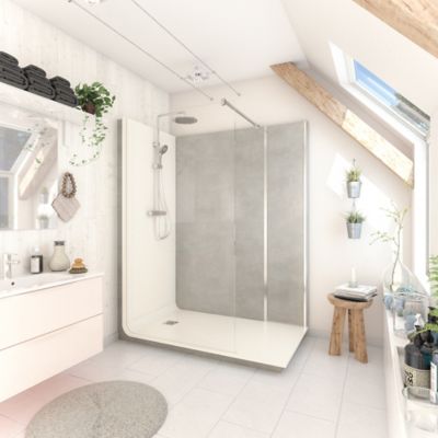 Cabine de douche à l’italienne droite Elmer Serenity pierre naturelle grise 80 x 160 cm
