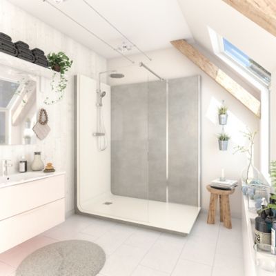Cabine de douche à l’italienne droite Elmer Serenity pierre naturelle grise 80 x 170 cm