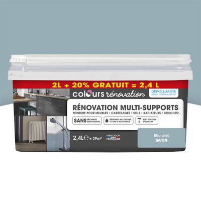 Peinture de rénovation multi-supports Colours bleu grisé satiné 2L + 20% gratuit | Castorama