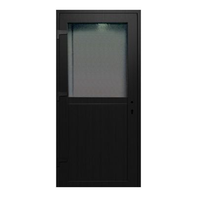 Porte de service pvc 1/2 vitrée gris anthracite 80 x h.205 cm poussant droit