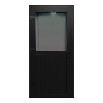 Porte de service pvc 1/2 vitrée gris anthracite 90 x h.205 cm poussant droit