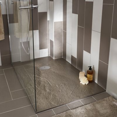 Receveur de douche à  poser 80 x 120 cm  recoupable  résine  blanc  Cooke & Lewis Piro