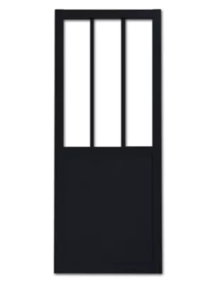 Porte coulissante vitrée esprit atelier noir H.204 x l.93 cm