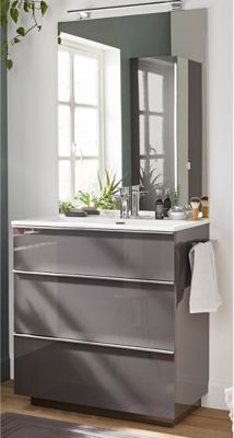 Meuble sous-vasque gris anthracite Pamili 80 cm