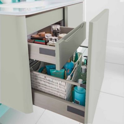 Meuble sous-vasque à  suspendre gris clair brillant Cooke&Lewis Ceylan 94 cm