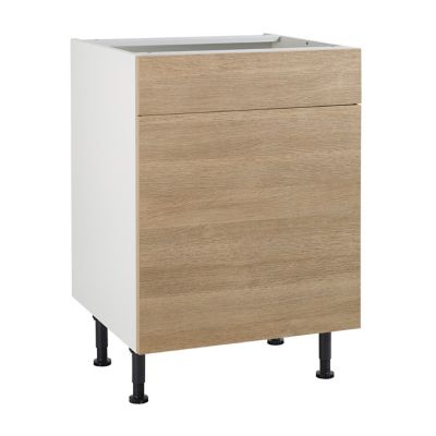 Meuble De Cuisine Unik Chene Naturel Facades 1 Porte 1 Tiroir Caisson Bas L 60 Cm Castorama