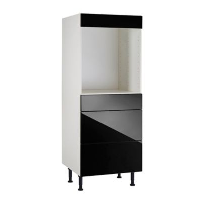 Meuble De Cuisine Gossip Noir Facade 1 Tiroir 2 Casseroliers Bandeau Four Caisson 1 2 Colonne L 60 Cm Castorama