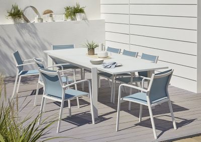 Salon De Jardin Bacopia Table 6 Fauteuils Bleu Castorama