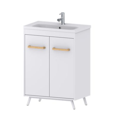Meuble sous vasque à  poser GoodHome Ladoga blanc 60 cm + plan vasque Towan
