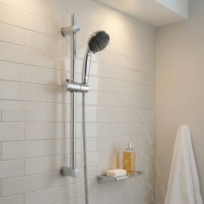 Kit de douche sans robinetterie avec barre réglable chrome + douchette + flexible Blyth GoodHome