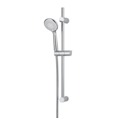 GoodHome - Kit de douche sans robinetterie avec douchette 3 jets + barre réglable + flexible chrome GoodHome Cavally