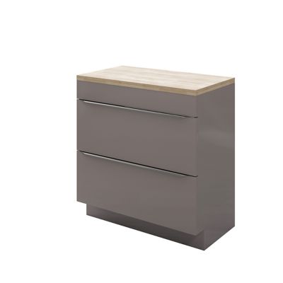 Meuble sous vasque à  poser GoodHome Imandra gris taupé 80 cm + plan de toilette Hartland