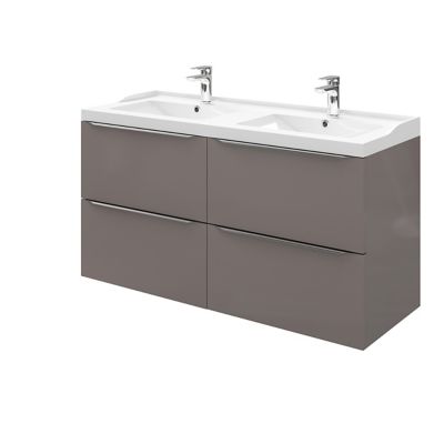 Meuble sous vasque à  suspendre GoodHome Imandra bleu 120 cm + plan vasque Lana