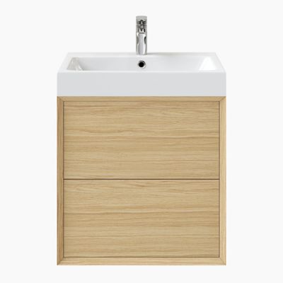 Meuble sous vasque à  suspendre GoodHome Avela chêne 100 cm + plan vasque Lana