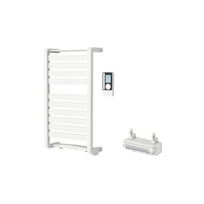 Sèche-serviettes électrique GoodHome Loreto blanc 350W + Soufflerie amovible GoodHome Acilia blanc 500W