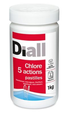 Chlore 5 actions pastilles 1kg Diall