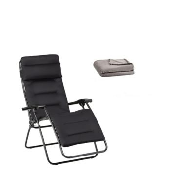 Fauteuil de relaxation Lafuma RSX Clip Aircomfort acier + Plaid Lafuma Flocon inuit
