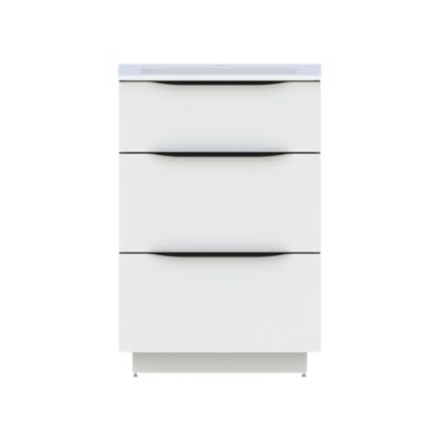 Meuble vasque ? poser l.60 cm effet bois + plan vasque blanc en r?sine  Pamili