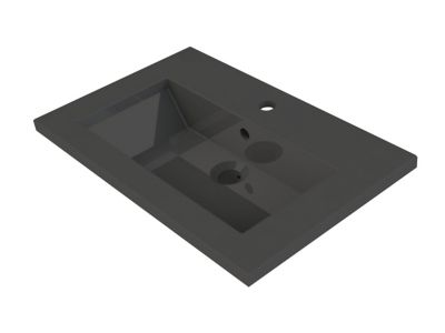 Plan vasque en résine noir faible profondeur blanc Calao 60 cm