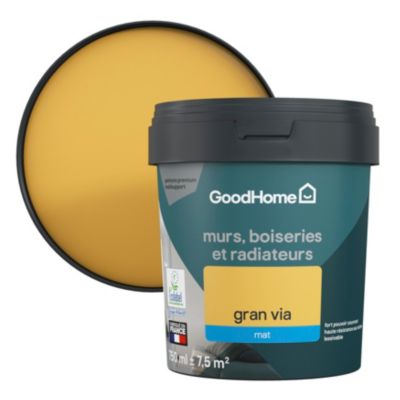 Peinture résistante murs, boiseries et métal GoodHome jaune Gran Via mat 0,75L