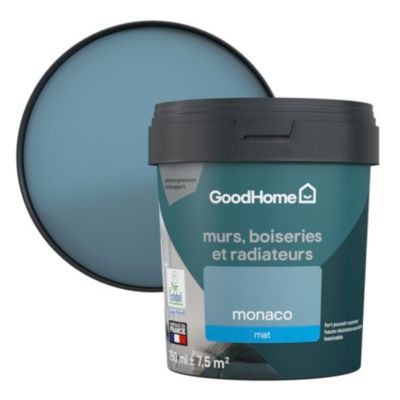 Peinture résistante murs, boiseries et métal GoodHome bleu Monaco mat 0,75L