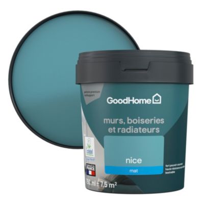 Peinture résistante murs, boiseries et métal GoodHome bleu Nice mat 0,75L