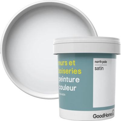 Peinture murs et boiseries GoodHome blanc North Pole satin 0,75L