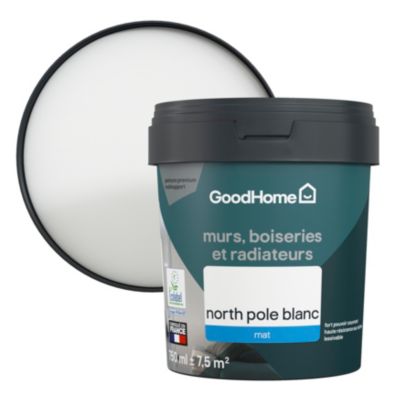 Peinture résistante murs, boiseries et métal GoodHome North pole blanc 0,75L
