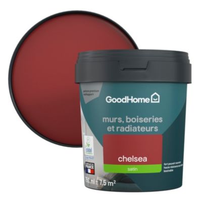 Peinture résistante murs, boiseries et métal GoodHome rouge Chelsea satin 0,75L