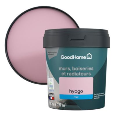 Peinture résistante murs, boiseries et métal GoodHome rose Hyogo mat 0,75L
