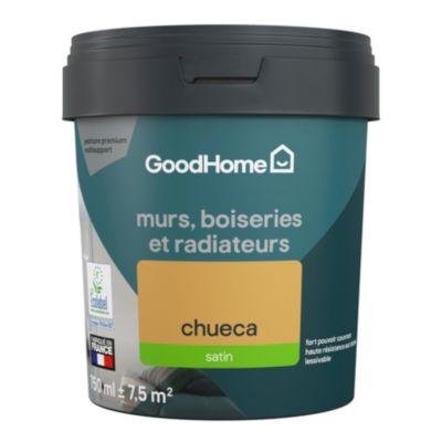 Peinture résistante murs, boiseries et métal GoodHome jaune Chueca satin 0,75L