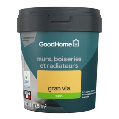 Peinture résistante murs, boiseries et métal GoodHome jaune Gran Via satin 0,75L