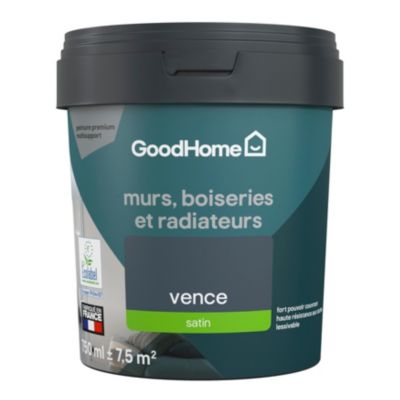 Peinture résistante murs, boiseries et métal GoodHome bleu Vence satin 0,75L
