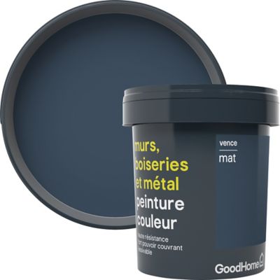 Peinture résistante murs, boiseries et métal GoodHome bleu Vence mat 0,75L