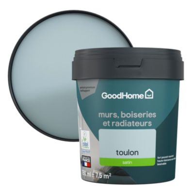 Peinture résistante murs, boiseries et métal GoodHome bleu Toulon satin 0,75L