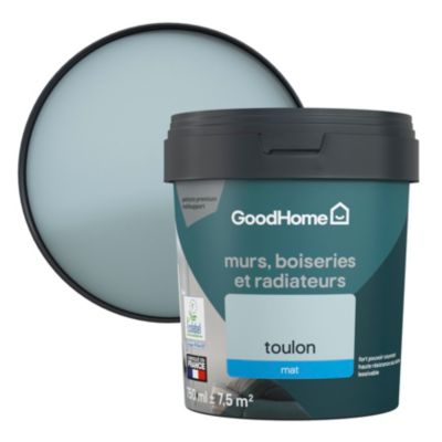 Peinture résistante murs, boiseries et métal GoodHome bleu Toulon mat 0,75L