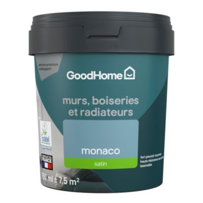 Peinture résistante murs, boiseries et métal GoodHome bleu Monaco satin 0,75L