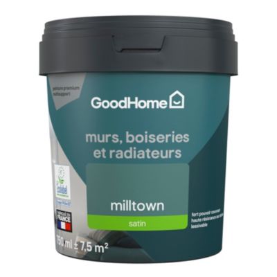 Peinture résistante murs, boiseries et métal GoodHome vert Milltown satin 0,75L