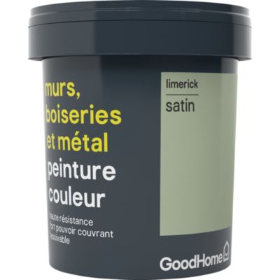 Peinture résistante murs, boiseries et métal GoodHome vert Limerick satin 0,75L