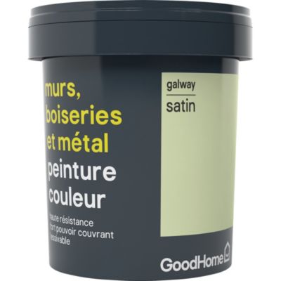 Peinture résistante murs, boiseries et métal GoodHome vert Galway satin 0,75L