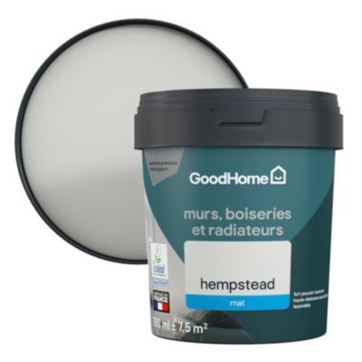 Peinture résistante murs, boiseries et métal GoodHome gris Hempstead mat 0,75L