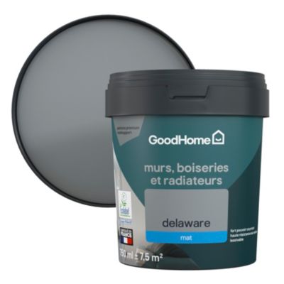 Peinture résistante murs, boiseries et métal GoodHome gris Delaware mat 0,75L