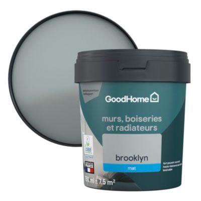 Peinture résistante murs, boiseries et métal GoodHome gris Brooklyn mat 0,75L