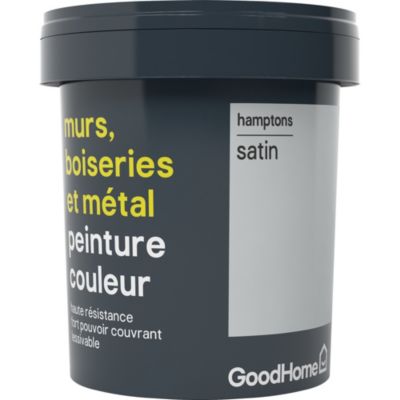 Peinture résistante murs, boiseries et métal GoodHome gris Hamptons satin 0,75L