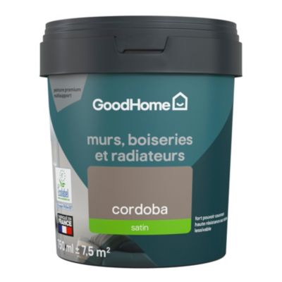 Peinture résistante murs, boiseries et métal GoodHome marron Cordoba satin 0,75L